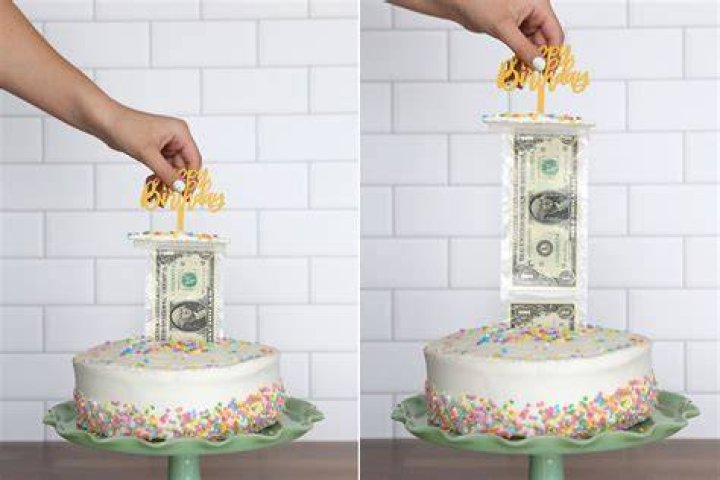Birthday cake with money