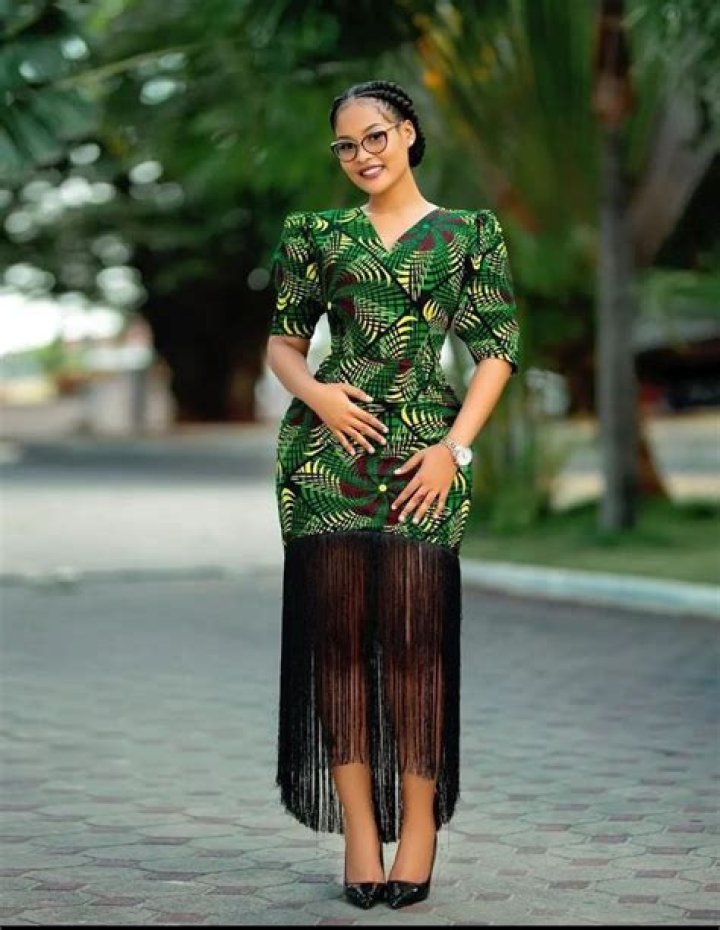 green ankara office skirt
