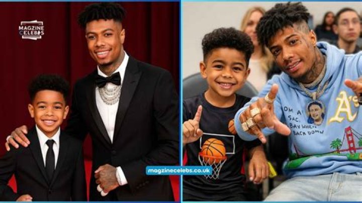 Javaughn J. Porter and his father hugging (L). Blueface posing in a white vest (R) Javaughn J. Porter and his father hugging (L). Blueface posing in a white vest (R)