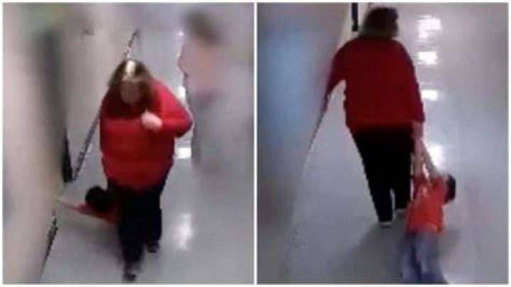 teacher dragging autistic student